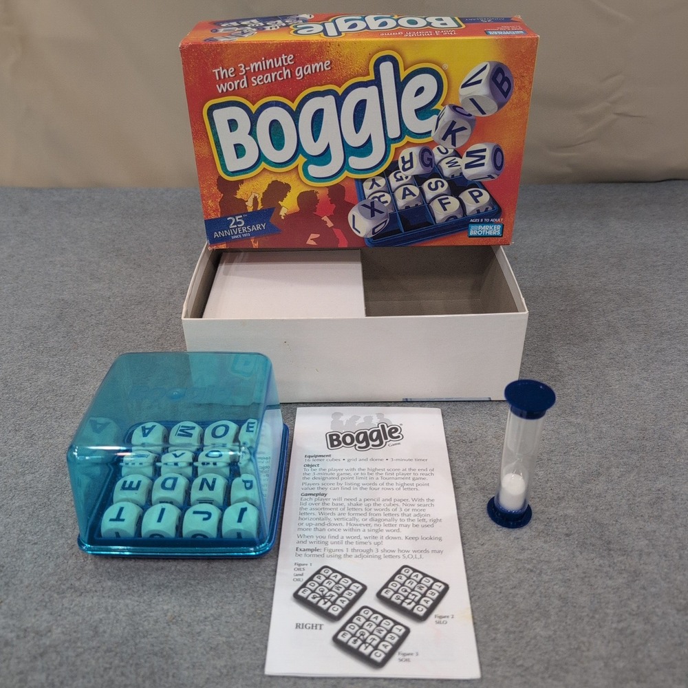Boggle Game 25th Anniversary‎ Edition Parker Brothers Word Search 1998 00384